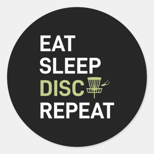 Sticker Rond Eat Sleep Disk Golf Répéter (Devant)