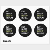 Sticker Rond Eat Sleep Disk Golf Répéter (Feuille)