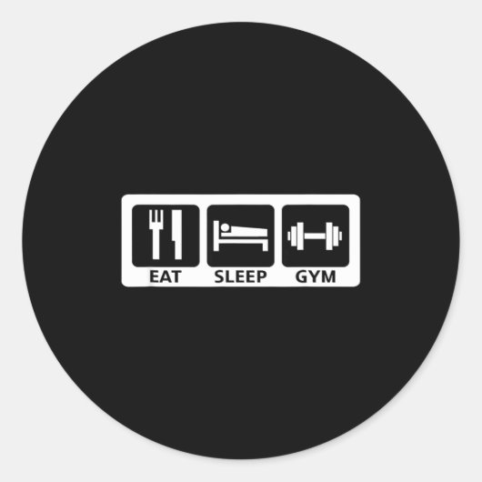 Sticker Rond Eat Sleep Gym Fitness Trainer Workout Gift (Devant)