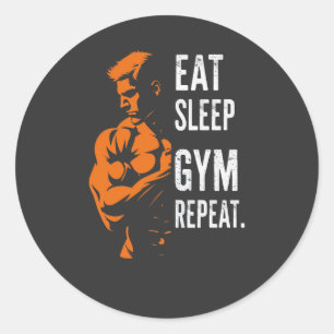 Sticker Rond Eat Sleep Gym Reprendre Exercice T-Shirt