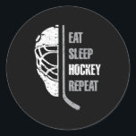 Sticker Rond Eat Sleep Hockey Repeat Christmas Pour les enfants<br><div class="desc">Eat Sleep Hockey Repeat Christmas</div>