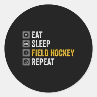 Sticker Rond Eat Sleep Hockey Repeat Field Hockey