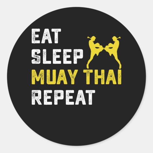 Sticker Rond Eat Sleep Muay Thai Repeat Gift (Devant)