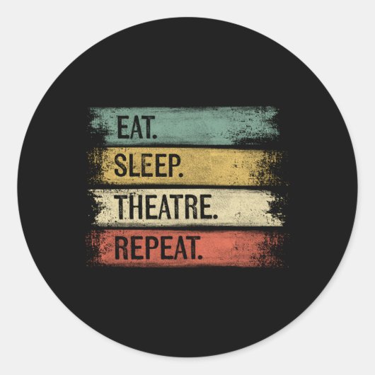 Sticker Rond Eat Sleep Théâtre Répétition Théâtre Tech Acteurs (Devant)