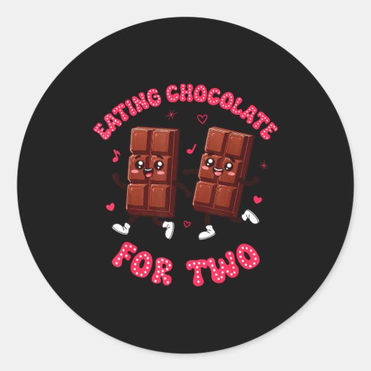 Sticker Rond Eating Chocolate For Two Pregnancy Valentines Day  (Devant)