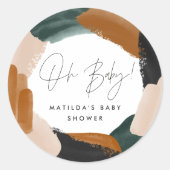 Sticker Rond Eau abstraite en terre cuite verte baby shower c (Devant)