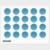 Sticker Rond Eau bleue 3d Monogramme (Feuille)