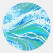 Sticker Rond Eau Bleue Océan Vagues de mer (Devant)