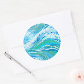 Sticker Rond Eau Bleue Océan Vagues de mer (Enveloppe)
