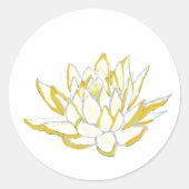 Sticker Rond Eau chic et élégante illustration lotus jaune (Devant)