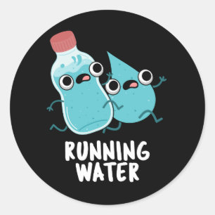 Sticker Rond Eau courante amusante Parc aquatique foncé BG