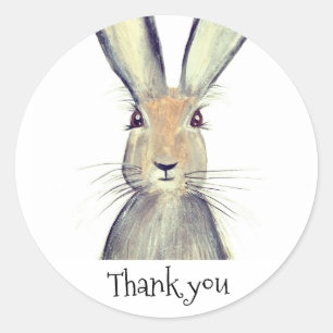 Sticker Rond Eau de lapin lièvre Bois Merci animal