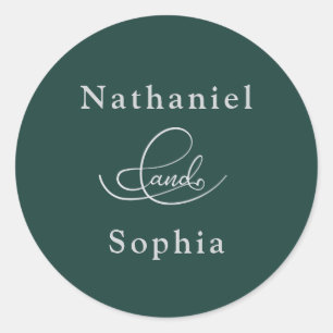 Sticker Rond Eau de verdure Mariage Enveloppe Phoques