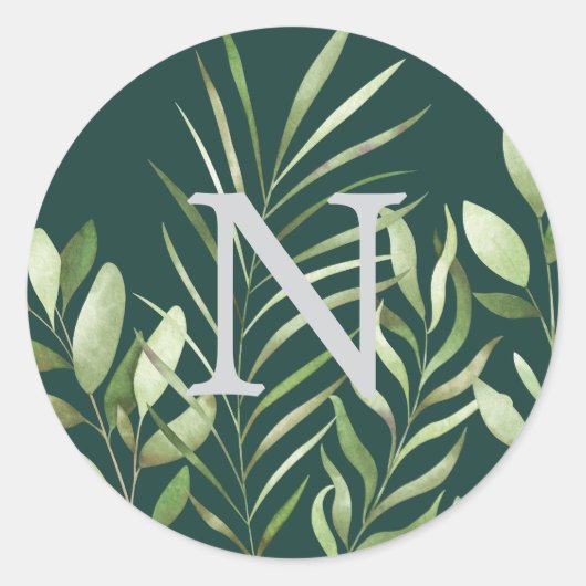 Sticker Rond Eau de verdure Mariage Monogramme Enveloppe Sceau (Devant)