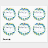 Sticker Rond Eau florale aquarelle de citrons jaunes bleus douc (Feuille)