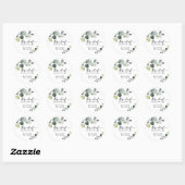 Sticker Rond Eau-forte Eucalyptus verdure Shower de mariage (Feuille)