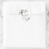 Sticker Rond Eau-forte Eucalyptus Verdure Shower de Mariée (Sac)
