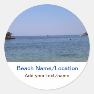Sticker Rond eau océan plage photo ajouter nom texte place été
