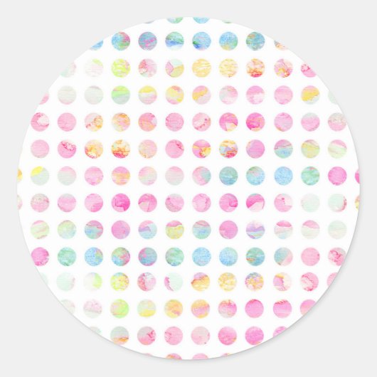 Sticker Rond Eau rose turquoise bleu pois motif (Devant)