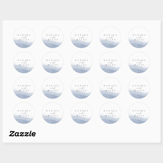 Sticker Rond Ebb Tide | Mariage d'aquarelle côtière (Feuille)