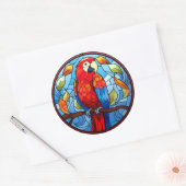 Sticker Rond Écarpe en verre doux Macaw Parrot Bird (Enveloppe)