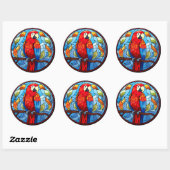 Sticker Rond Écarpe en verre doux Macaw Parrot Bird (Feuille)