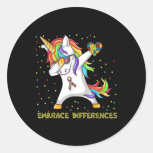 Sticker Rond Écarts de la licorne Dabbing Puzzle Autisme