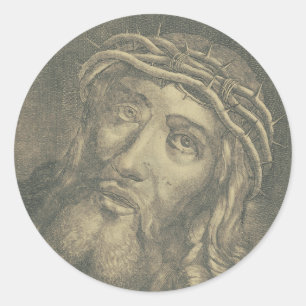 Sticker Rond Ecce homo Saint Face de Jésus
