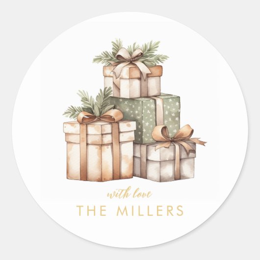 Sticker Rond Échange cadeau de Noël Eléphant blanc (Devant)