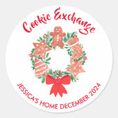 Sticker Rond Échange de biscuits de Noël (Devant)