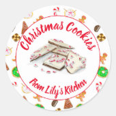 Sticker Rond Échange de biscuits de Noël à l'aquarelle (Devant)