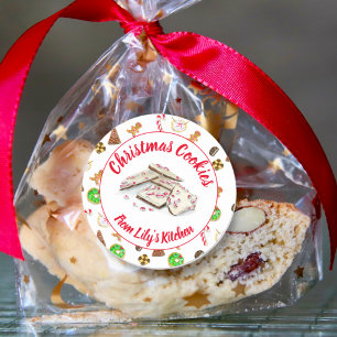 Sticker Rond Échange de biscuits de Noël à l'aquarelle