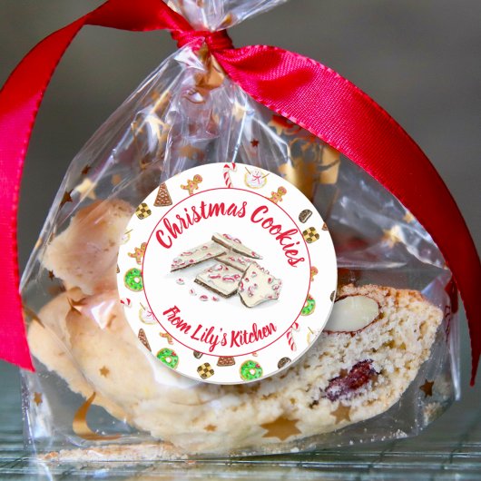 Sticker Rond Échange de biscuits de Noël à l'aquarelle