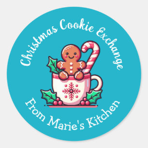 Sticker Rond Échange de biscuits de Noël personnalisables