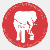 Sticker Rond Échange de cadeaux White Elephant Fête de Noël (Devant)