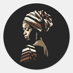 Sticker Rond Écharpe de tête en tissu Kente ethnique belle afri