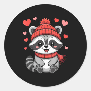 Sticker Rond Écharpe et bonnet cœurs pour la Saint-Valentin Rac