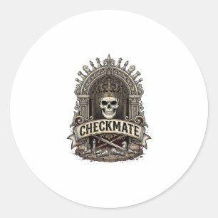 Sticker Rond Échec et mat Roi Crâne Échecs Vintage