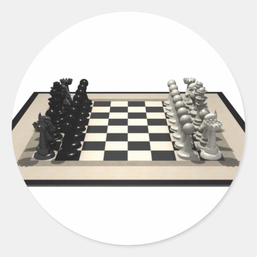 Sticker Rond Échecboard avec pièces d'échecs : (Devant)