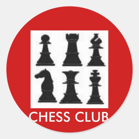 STICKER ROND ÉCHECS, CLUB D'ÉCHECS (Devant)