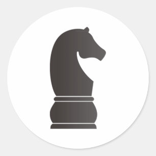 Sticker Rond Échecs de chevalier noir