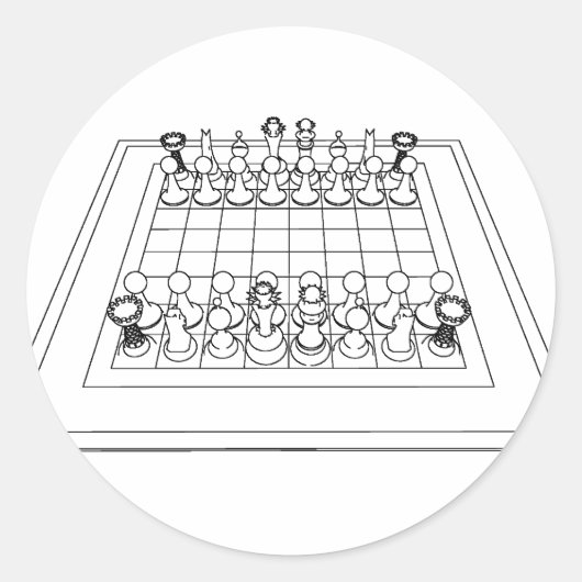 Sticker Rond Échecs et pièces d'échecs : (Devant)