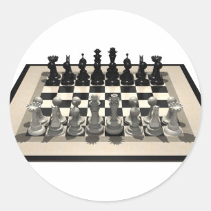 Sticker Rond Échecs et pièces d'échecs :