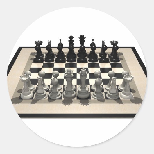 Sticker Rond Échecs et pièces d'échecs : (Devant)