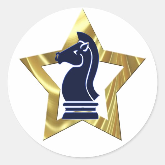 Sticker Rond Échecs Gold Star Rook (Devant)