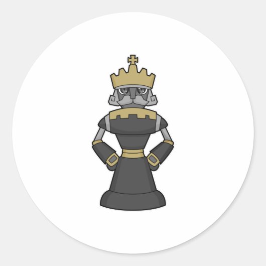 Sticker Rond Échecs King Crown Chess (Devant)