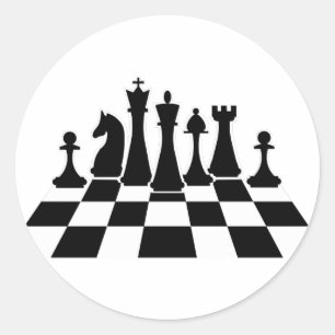 Sticker Rond Échecs noirs sur l'échiquier