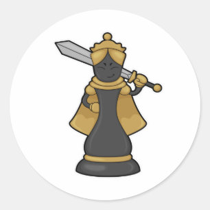 Sticker Rond Échecs Queen au jeu d'échecs avec épée