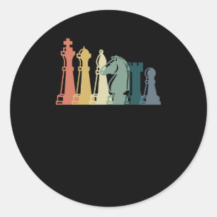 Sticker Rond Échecs vintages Tee Retro Design d'échecs - Échecs
