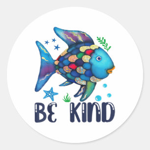 Sticker Rond Échelle arc-en-ciel de poisson professeur de lectu